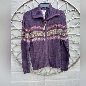Tiara International Purple Fair Isle Cardigan